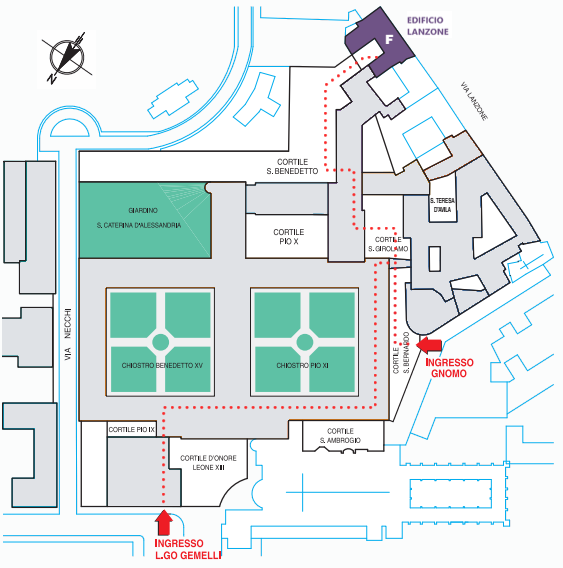 Mappa sede L. Gemelli con percorso verso Dipartimento di Scienze Statistiche